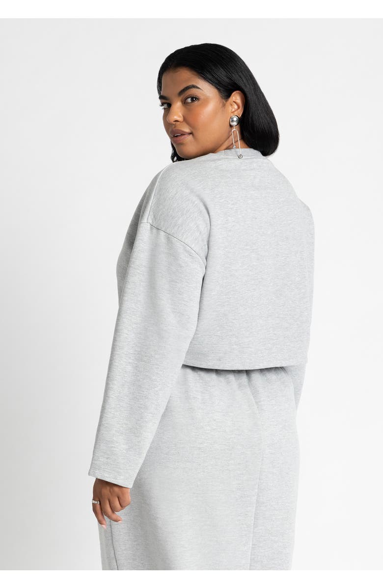 ELOQUII Oversized Cropped Sweatshirt, Alternate, color, Heather Grey