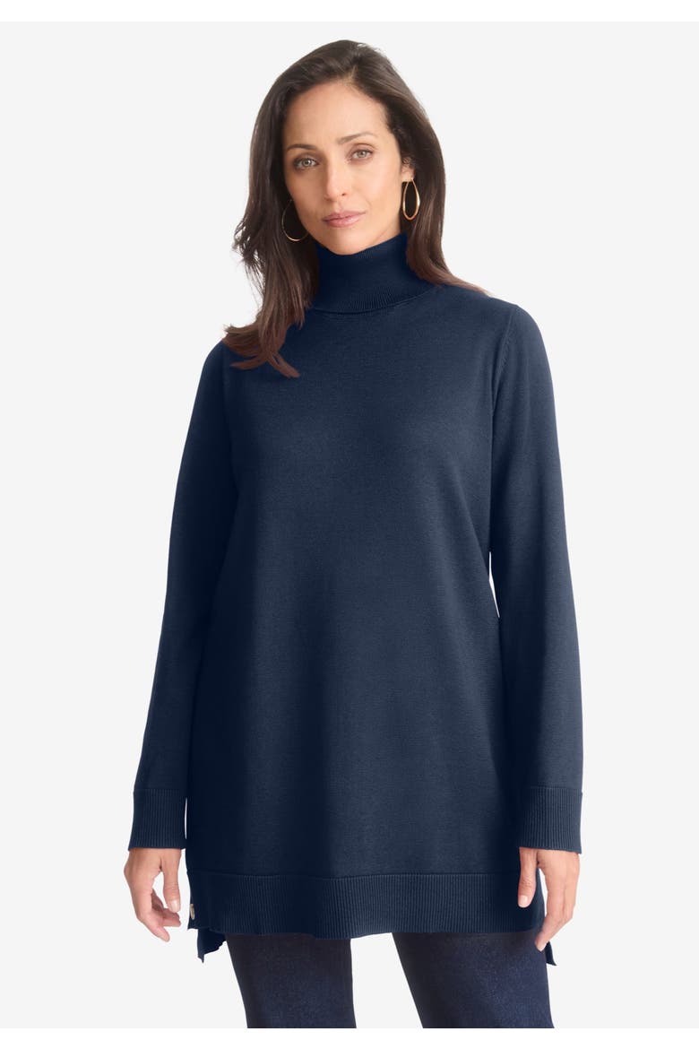 Side Button Turtleneck, Alternate, color, NAVY