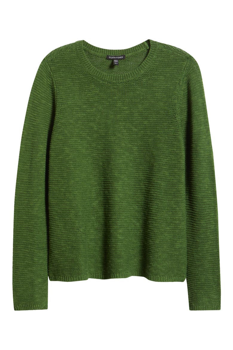 Textured Crewneck Organic Linen & Cotton Sweater, Alternate, color, FIELD