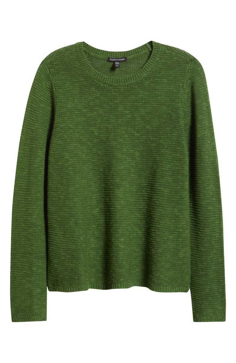 Eileen Fisher Textured Crewneck Organic Linen & Cotton Sweater, Alternate, color, Field