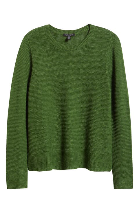 Textured Crewneck Organic Linen & Cotton Sweater