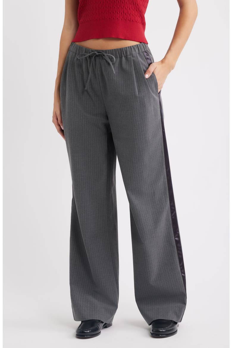 Pinstripe Everyday Wide Leg Pants, Main, color, GRAY