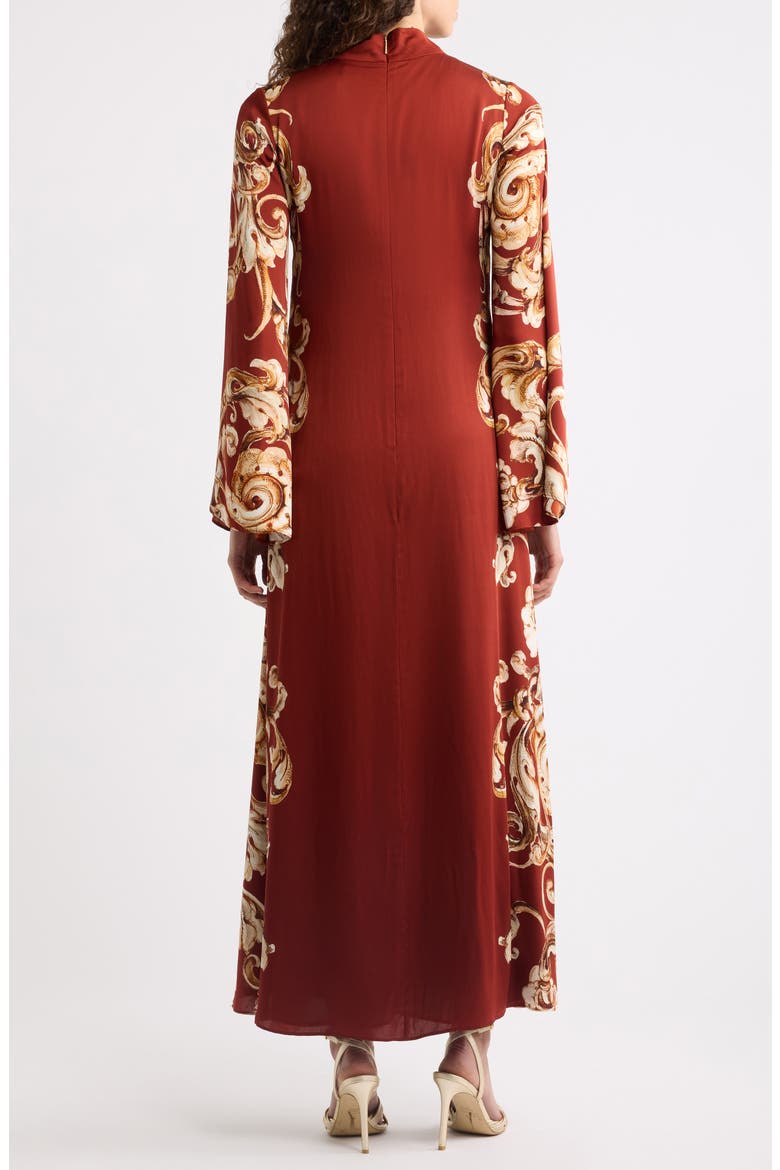 The Analeia Paisley Detail Long Sleeve Silk Blend Midi Dress, Alternate, color, DREAM MAP