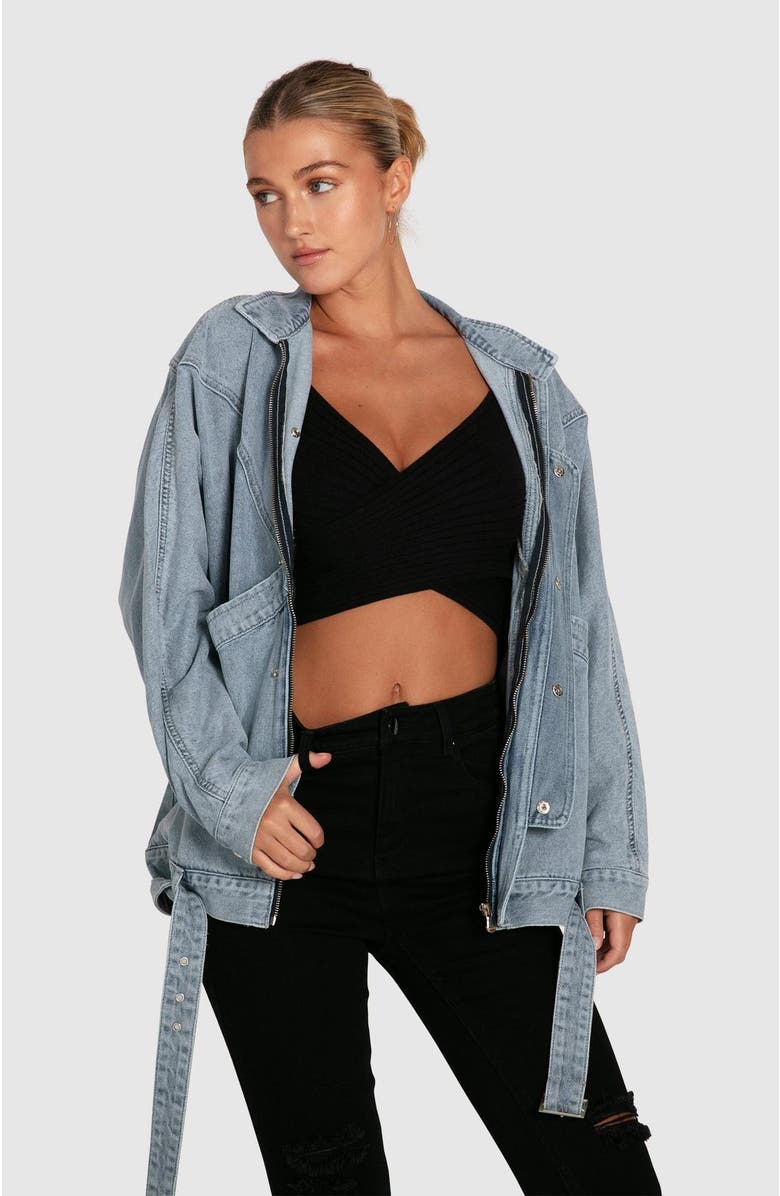 Belle & Bloom All About You Denim Jacket, Main, color, Stonewash