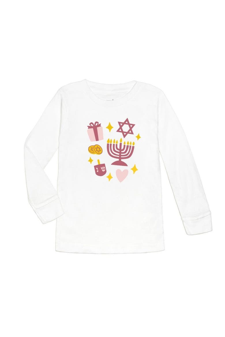 Hanukkah Doodle Long Sleeve Shirt, Main, color, White