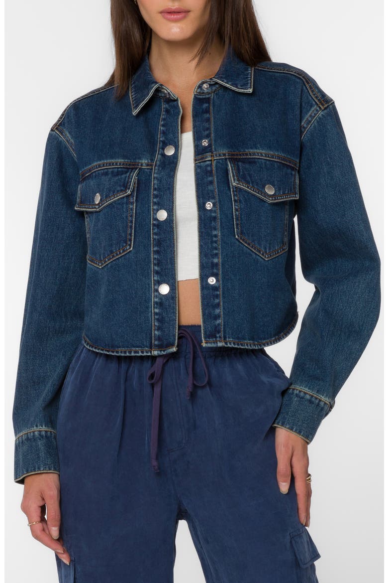 Dayle Crop Denim Jacket, Main, color, 206 HUDSON RIVER