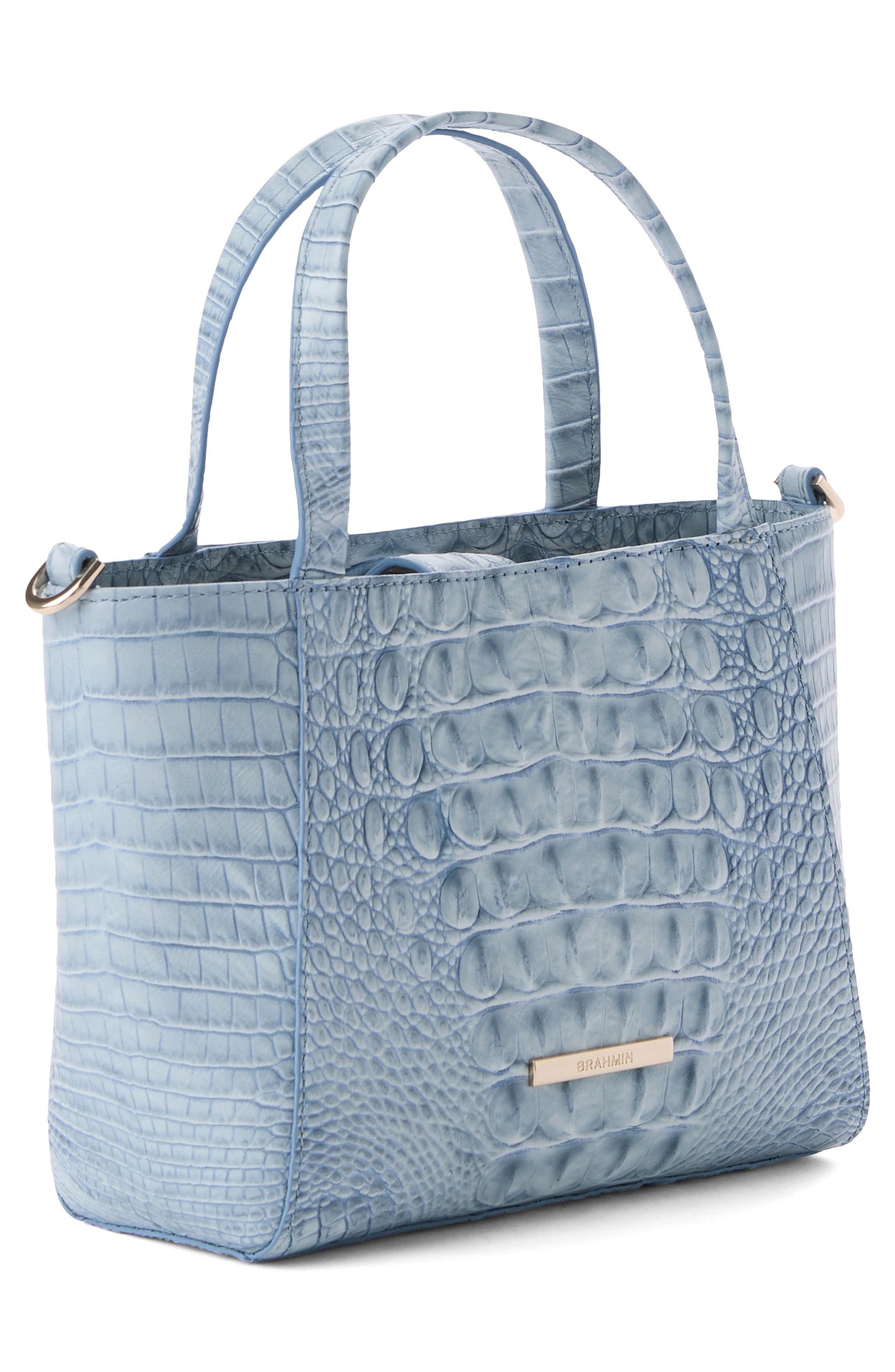 Brahmin Small Mona Croc Embossed Leather Top Handle Bag, Alternate, color, Stonewash