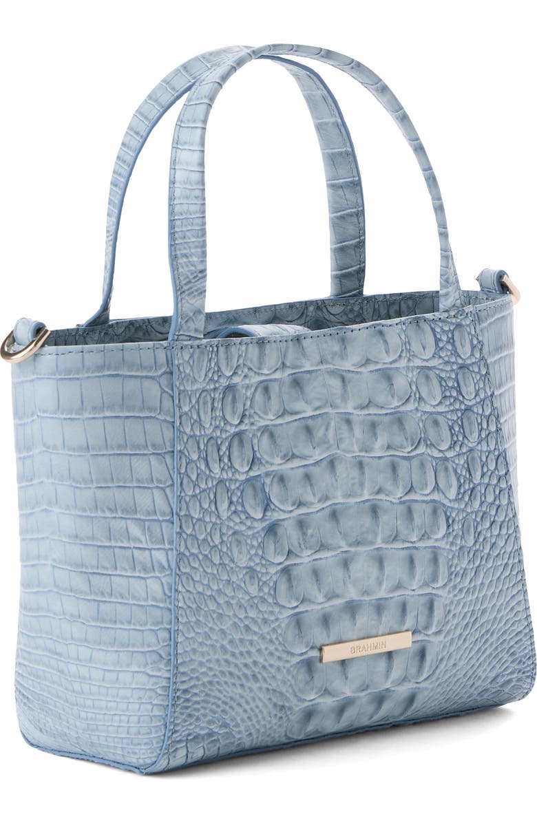 Brahmin Small Mona Croc Embossed Leather Top Handle Bag, Alternate, color, Stonewash