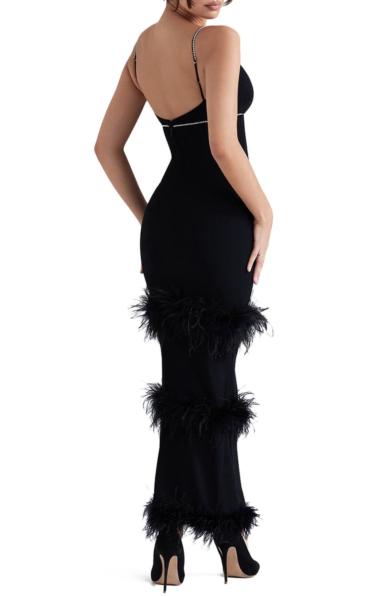 HOUSE OF CB Maricel Feather Trim Cocktail Dress, Alternate, color,