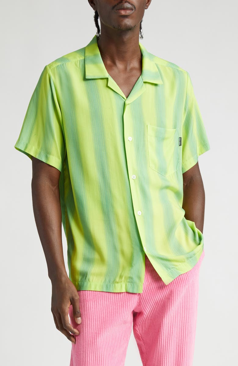 Noon Goons High Society Stripe Short Sleeve Camp Shirt, Main, color, 