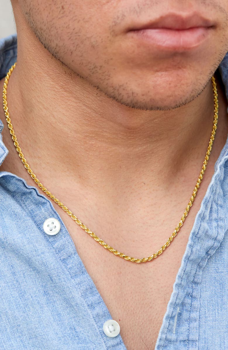 SAVVY CIE JEWELS 18K Yellow Gold Plated Sterling Silver Rope Chain Necklace, Alternate, color, Yellow