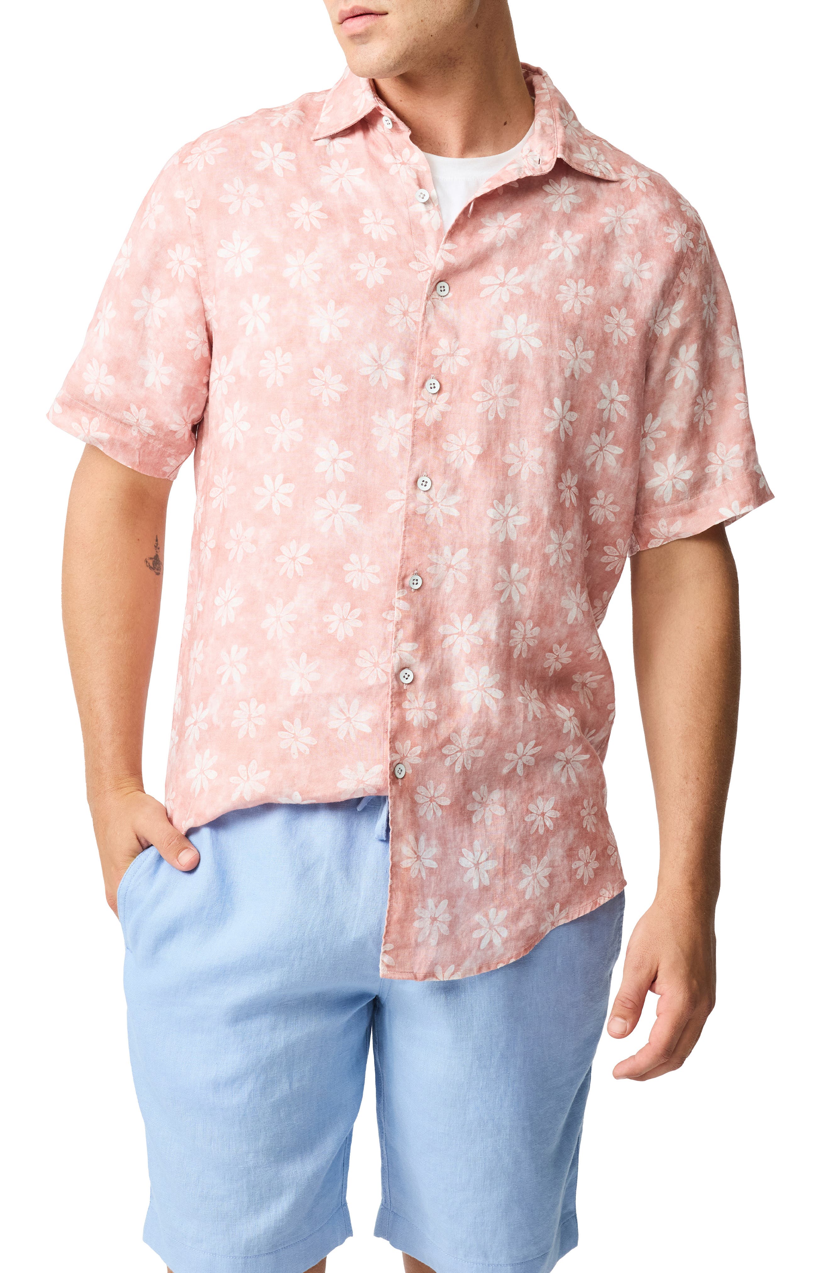 Rodd & Gunn Belleknowes Original Fit Floral Short Sleeve Linen Button-Up Shirt