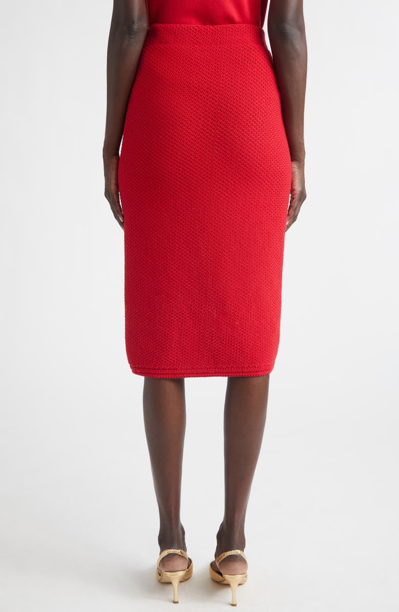 ST. JOHN Cotton Blend Mixed Stitch Sweater Skirt, Alternate, color, Scarlet