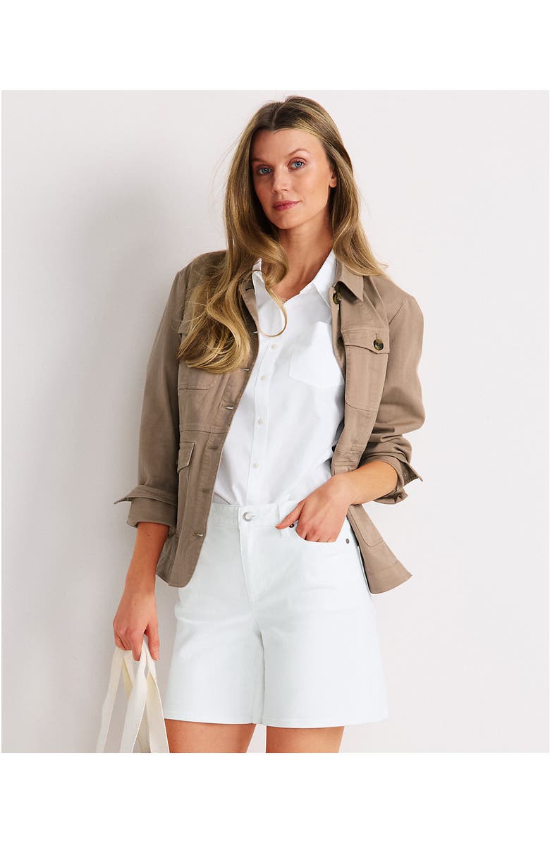 Lands' End Recover Mid Rise 7" Jean Shorts, Alternate, color, White