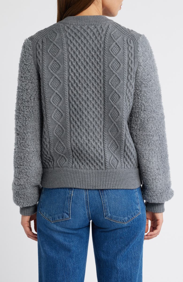 Caslon<sup>®</sup> Cable Zip-Up Bomber Cardigan, Alternate, color, 