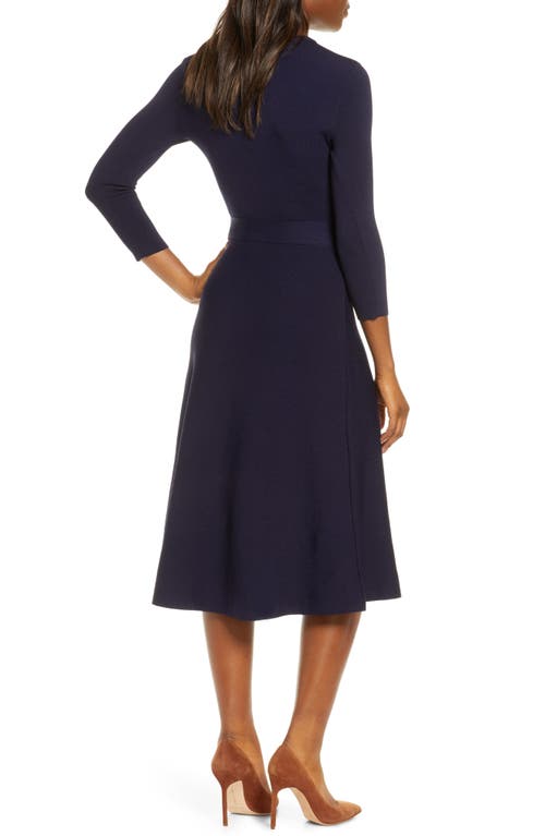 Eliza J Fit & Flare Sweater Dress In Blue