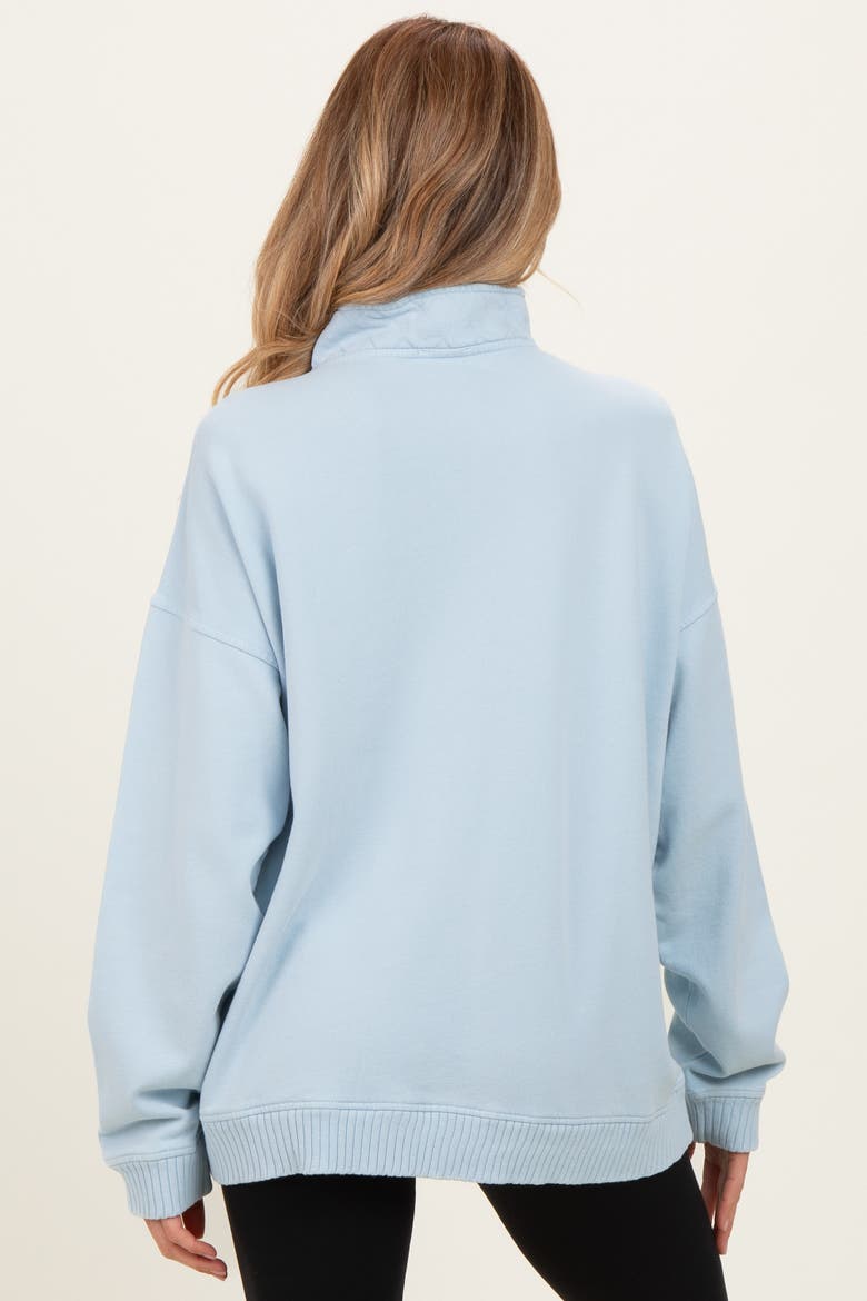 Blue Snap Collar Oversized Sweatshirt, Alternate, color, Light Blue