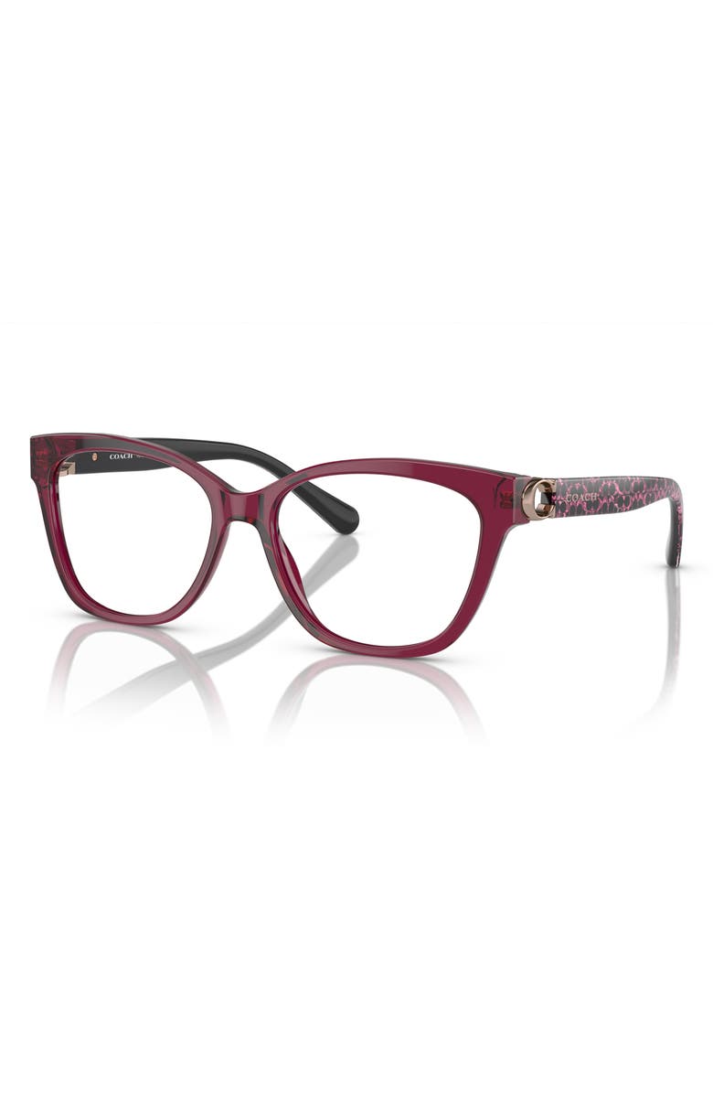 COACH 54mm Square Optical Glasses, Alternate, color, Transparent Ruby / Demo