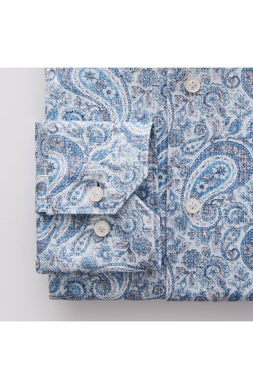 Emanuel Berg 4flex Modern Fit Print Knit Button-up Shirt In Blue