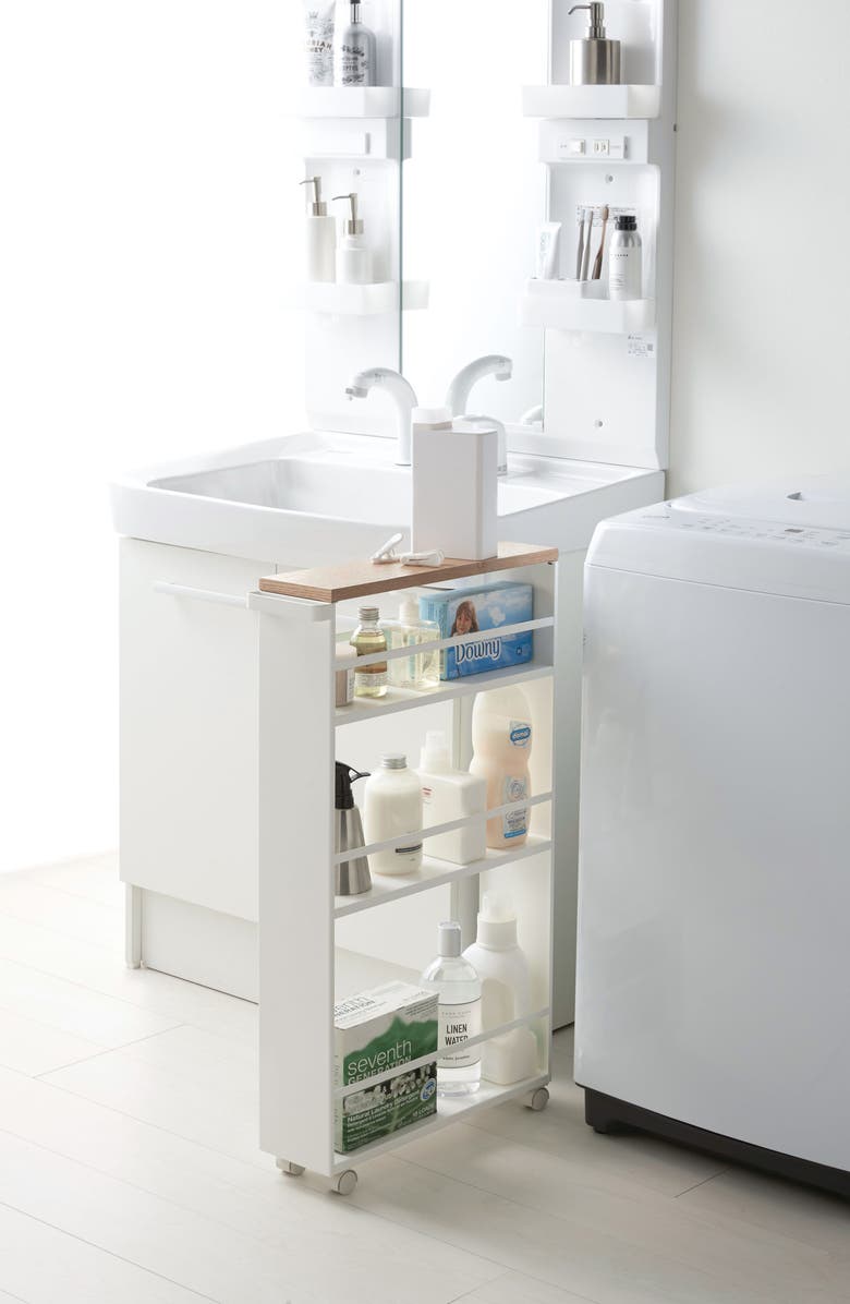 Yamazaki Steel Rolling Storage Cart, Alternate, color, White