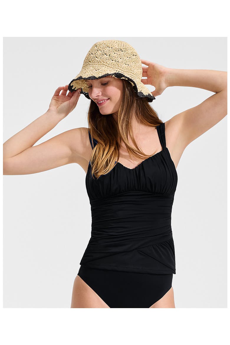 Slender Lite Sweetheart Shirred Tankini, Alternate, color, Black