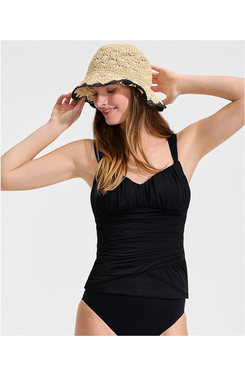 Lands' End Slender Lite Sweetheart Shirred Tankini, Alternate, color, Black