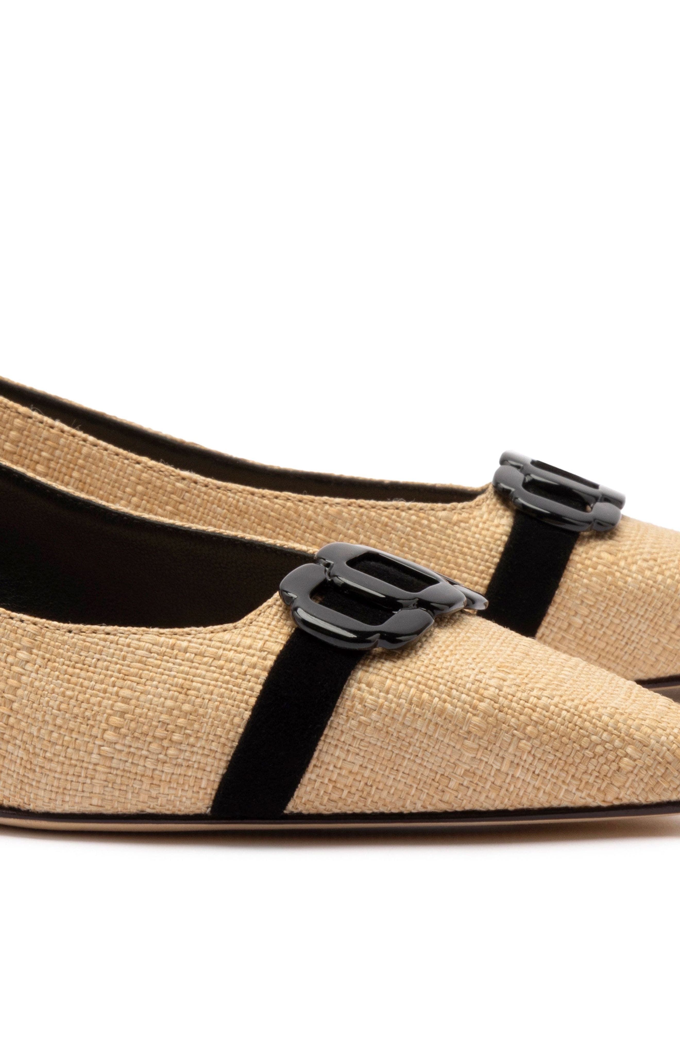 Larroudé Franca Pump, Alternate, color, Beige Raffia And Black