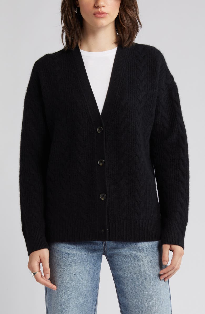 Nordstrom Signature Cashmere Cable Cardigan, Alternate, color, 