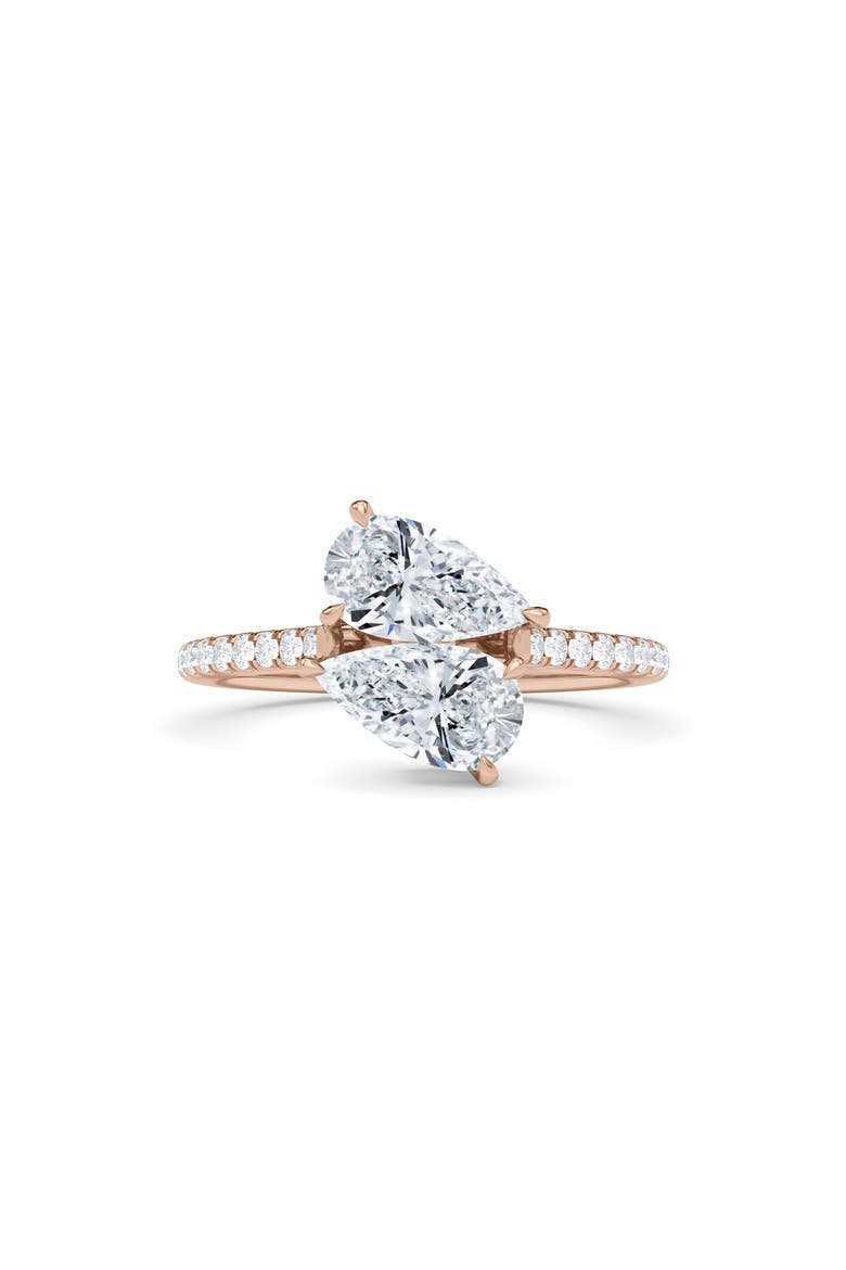 Twin Pear Cut Pavé Lab Grown Diamond Ring, Main, color, 18K ROSE GOLD