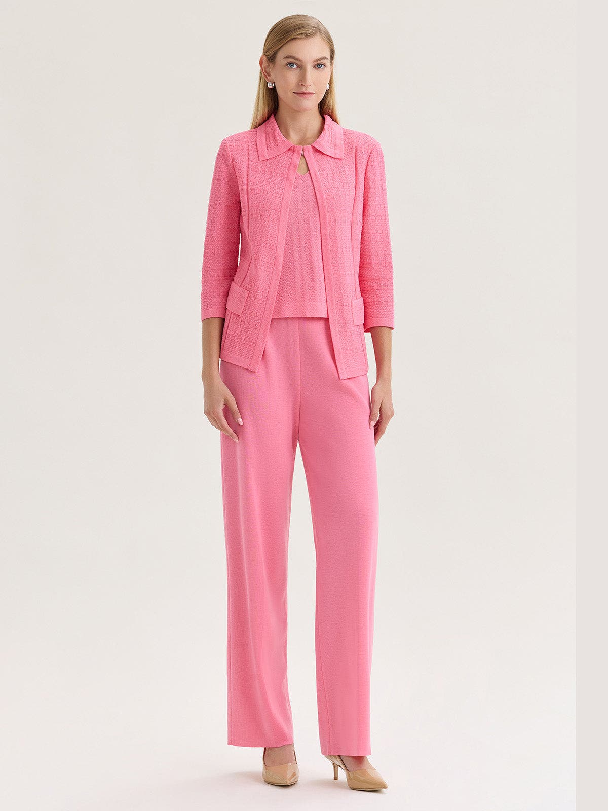 Tailored Tonal Pointelle Knit Jacket