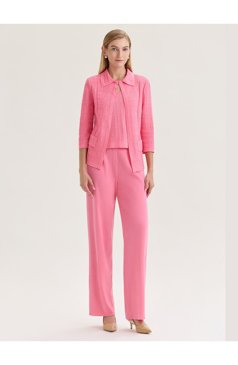 Misook Tailored Tonal Pointelle Knit Jacket, Main, color, Pink