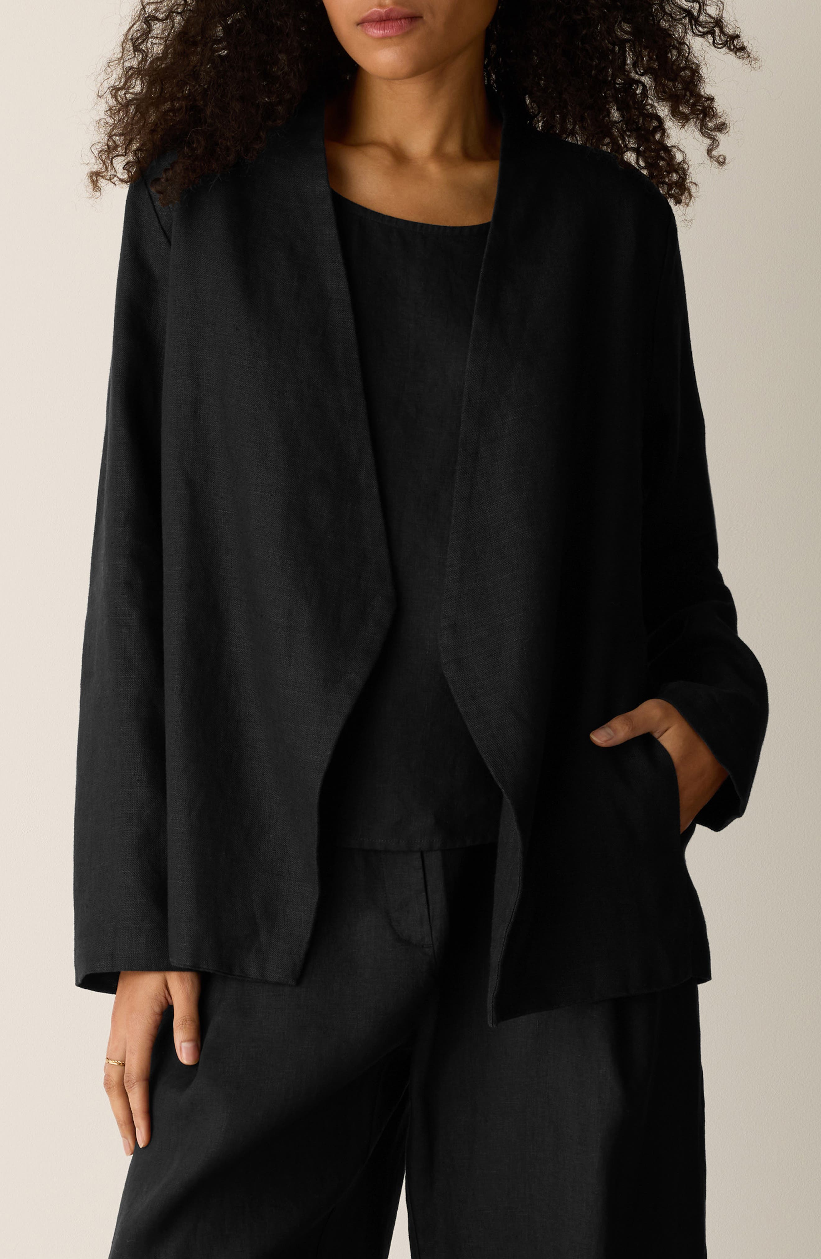 Open Front Organic Linen Jacket