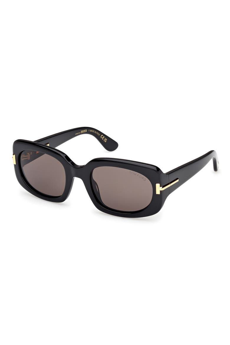 Icon 54mm Rectangular Sunglasses, Alternate, color, SHINY BLACK BEVELED / SMOKE
