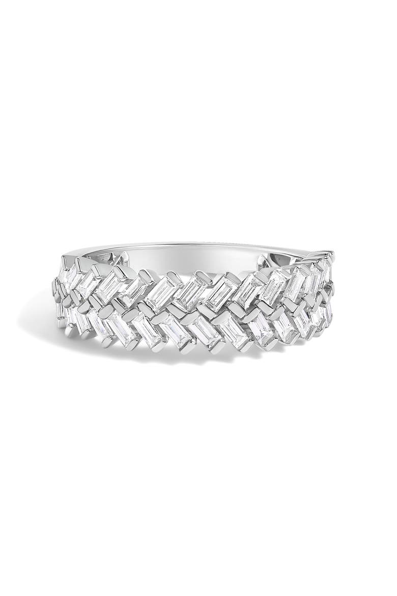 14K White Gold 7/8 Cttw Lab Grown Baguette Weave Design Band Ring, Main, color, White Gold
