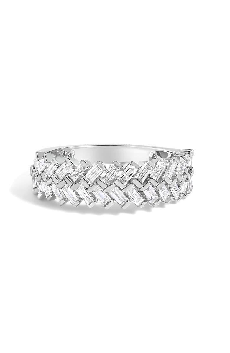Haus of Brilliance 14K White Gold 7/8 Cttw Lab Grown Baguette Weave Design Band Ring, Main, color, White Gold