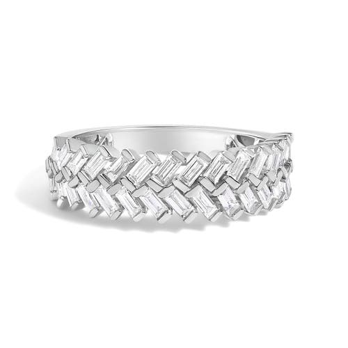 Haus of Brilliance 14K White Gold 7/8 Cttw Lab Grown Baguette Weave Design Band Ring at Nordstrom
