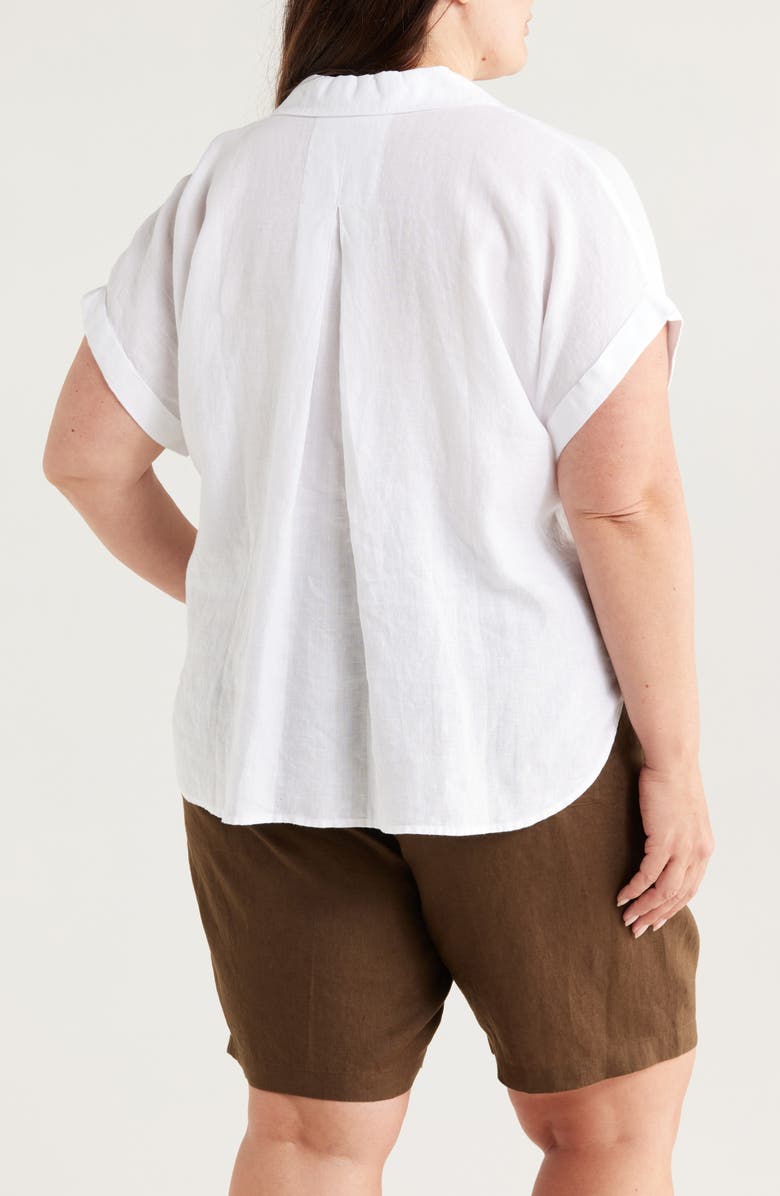 Eileen Fisher Cuffed Cap Sleeve Organic Linen Top, Alternate, color, White