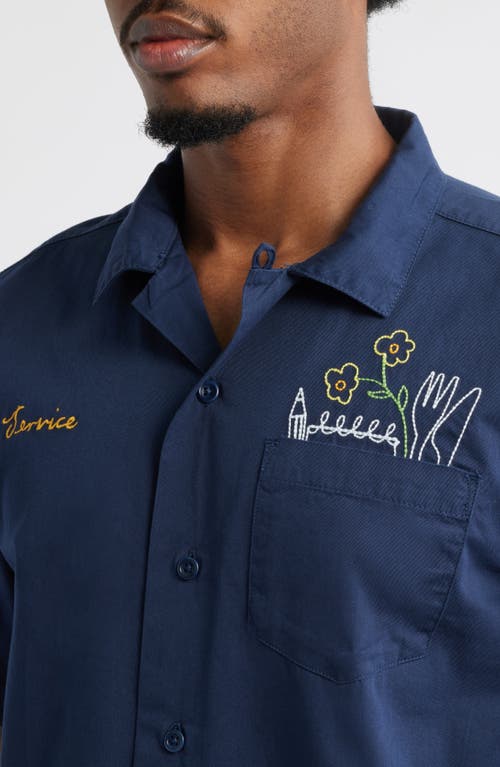 Service Works Logo Cotton Camp Shirt In Blue