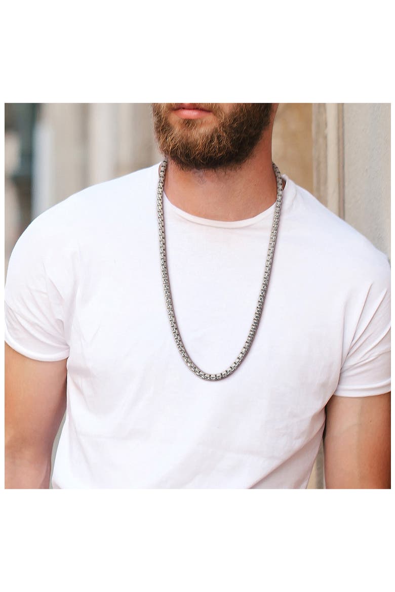 Sterling Silver Box Link Chain Necklace, Alternate, color, SILVER
