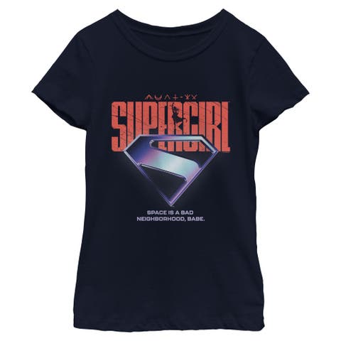 Girl's Supergirl Space Is Bad Logo  Graphic T-Shirt