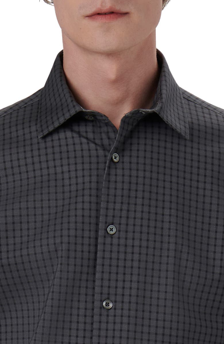 Bugatchi James OoohCotton<sup>®</sup> Check Print Button-Up Shirt, Alternate, color, Anthracite