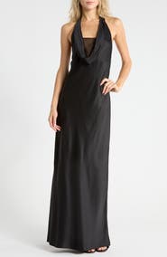 Helmut Lang Silk U-Neck Halter Gown
