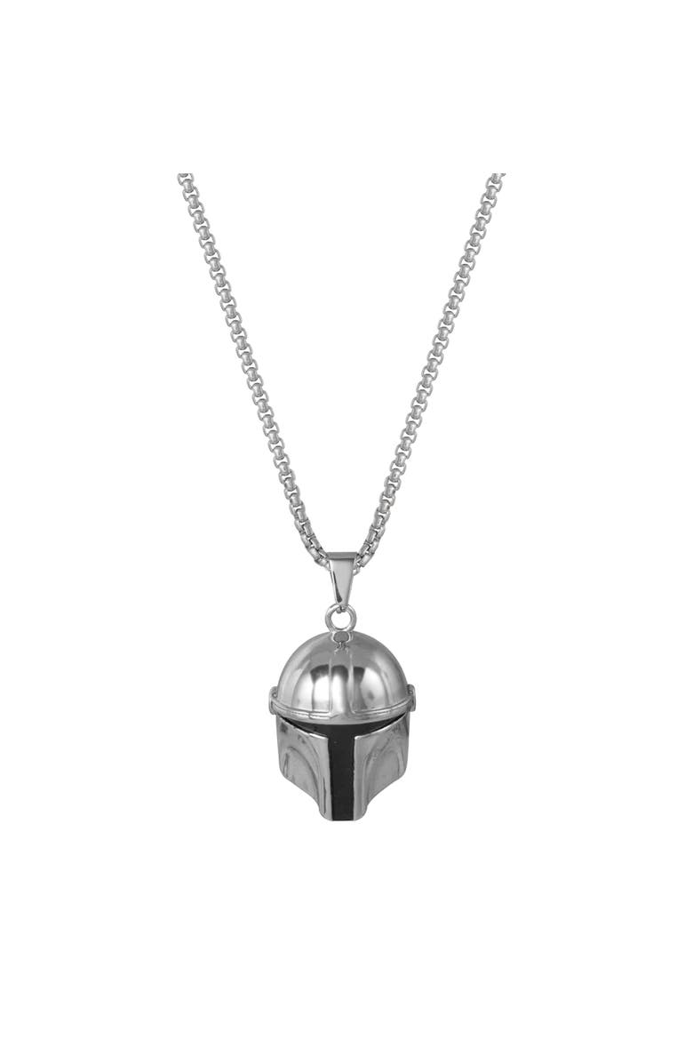 Boba Fett Helmet Pendant Necklace, 22" Box Chain, Alternate, color, Silver