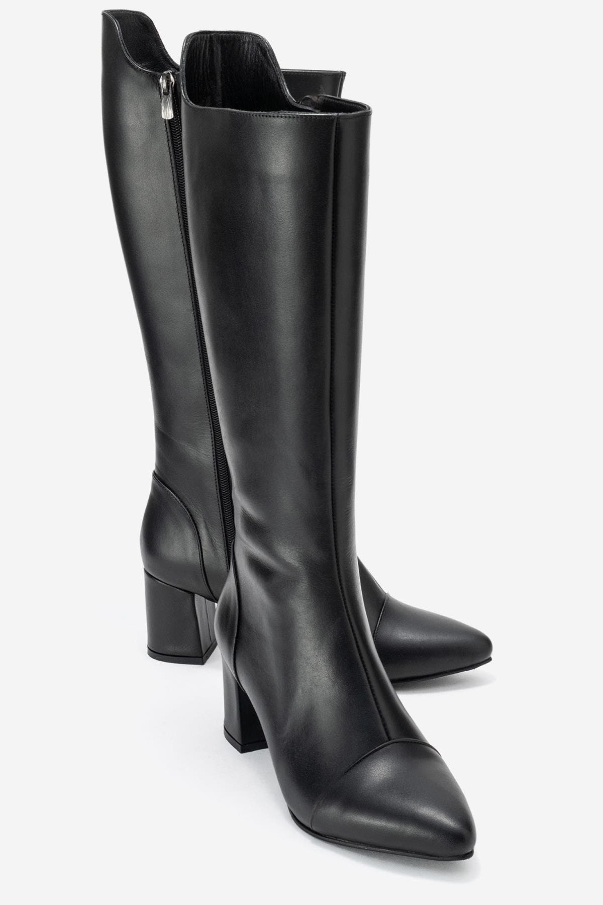 Osmera Leather Block Heel Knee High Boot, Alternate, color, Black Leather