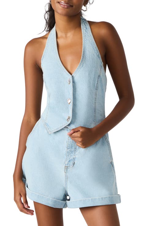 Amity Halter Denim Romper