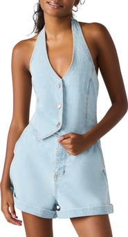 Steve Madden Amity Halter Denim Romper