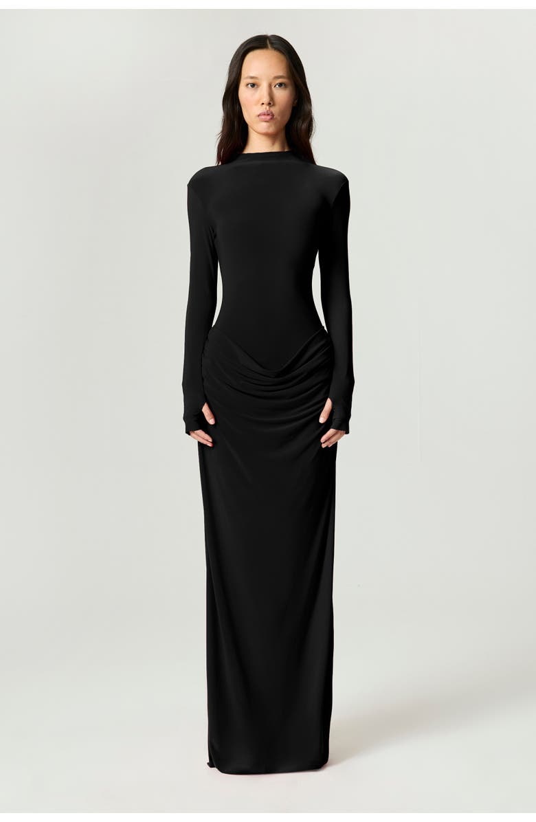 Nocturne High-Neck Ruched Maxi Dress, Main, color,