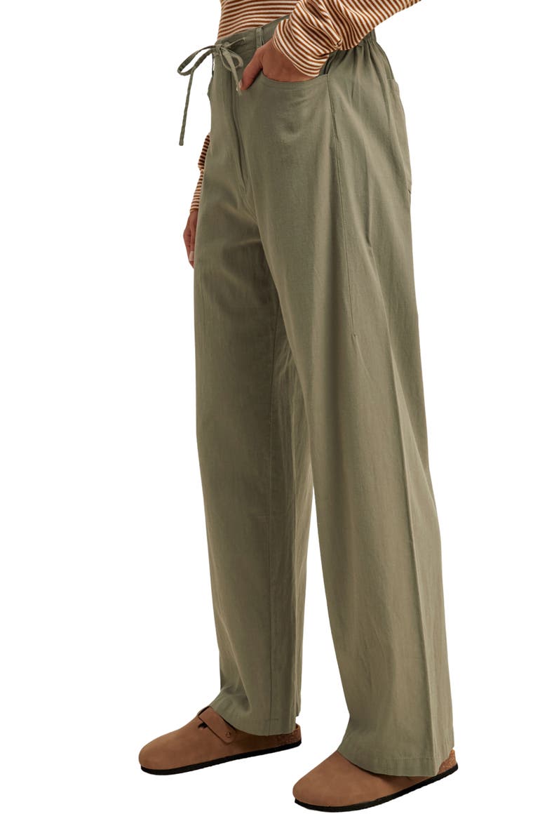 Wide Leg Drawstring Pants, Alternate, color, OLIVE