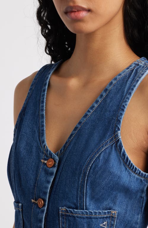 Shop Hidden Jeans Supersoft Crop Denim Vest In Dark Wash