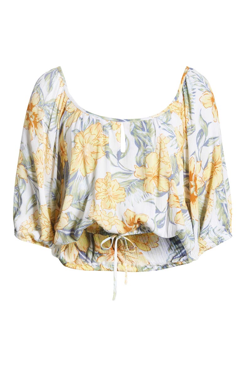 Always Floral Bubble Hem Top, Alternate, color, WHITE